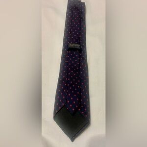 Navy and Red Polka Dot Silk Tie